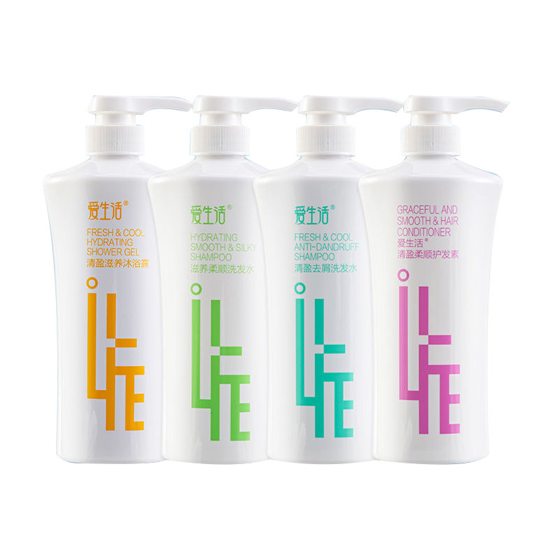 12340440.【500ml/瓶*3】绿叶爱生活柔顺丝滑滋润去屑洗发水护发素沐浴露洗护套装