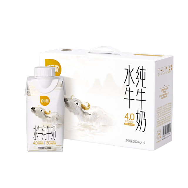 13123104.【灵山水牛奶，原生自然甜】百菲酪4.0梦幻盖水牛纯牛奶200ml*10盒