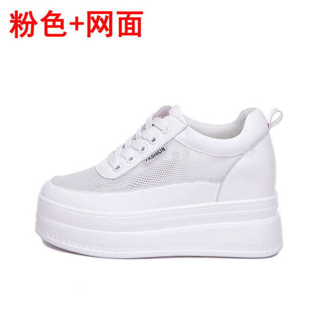 11711999.意达鸟春夏新款松糕厚底内增高女鞋网面小白鞋休闲运动鞋