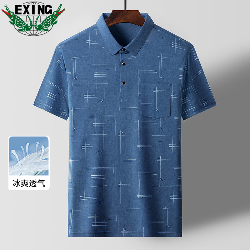 12643971.EXING中年男士短袖POLO衫爸爸夏季宽松休闲T恤上衣