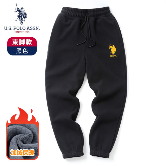 10105190.U.S. POLO ASSN.秋冬新品加绒加厚防风休闲卫裤