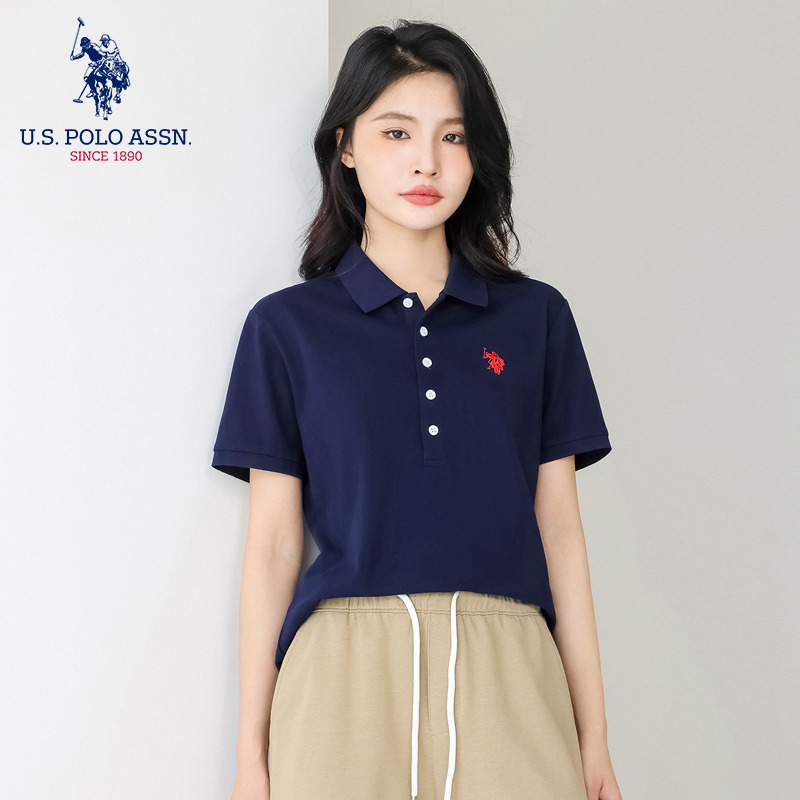 10772134.U.S.POLO ASSN新款女士小马标POLO衫纯色