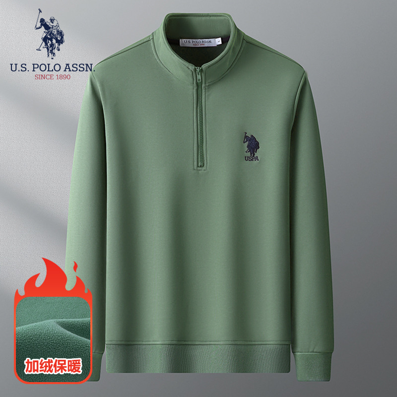 11263756.U.S. POLO ASSN.男女款立领半拉链卫衣