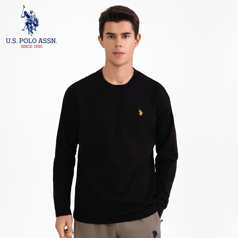 11263201.U.S. POLO ASSN,舒绒棉男女纯色长袖T恤