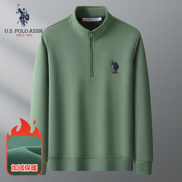 11263756.U.S. POLO ASSN.男女款立领半拉链卫衣