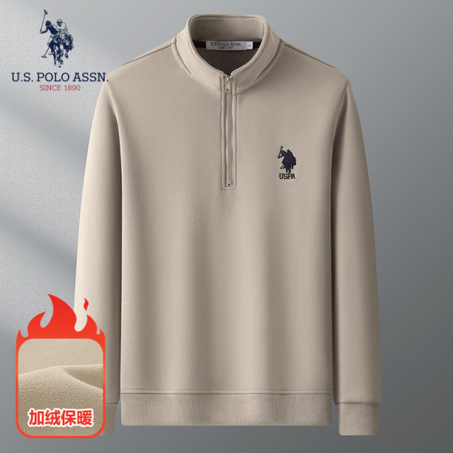 11263782.U.S. POLO ASSN.纯色男女半拉链套头卫衣