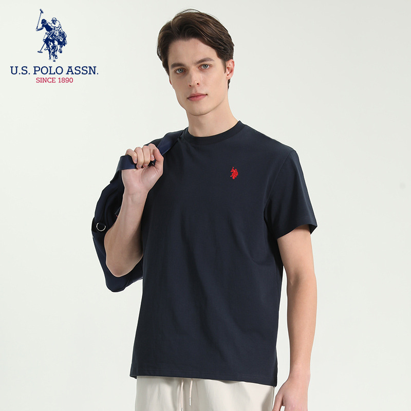 11714232.【99.9元2件】U.S.POLO ASSN.夏季男女同款圆领短袖T恤纯色