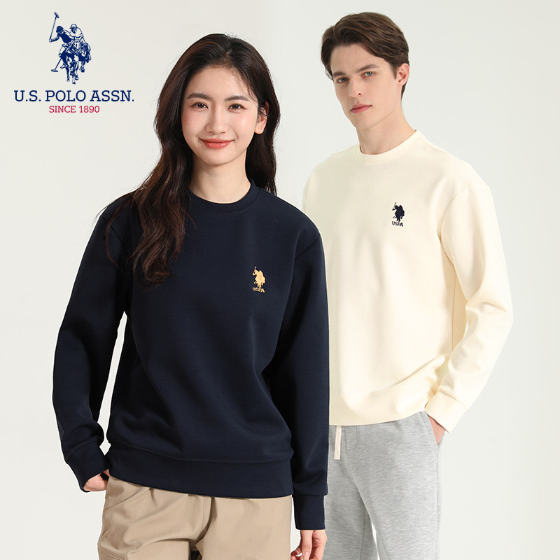 11714728.U.S.POLO ASSN.经典刺绣曼巴棉圆领卫衣男女同款