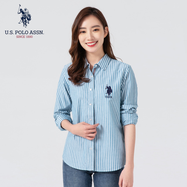 9068370.USPOLOASSN女款百搭牛津纺条纹衬衫
