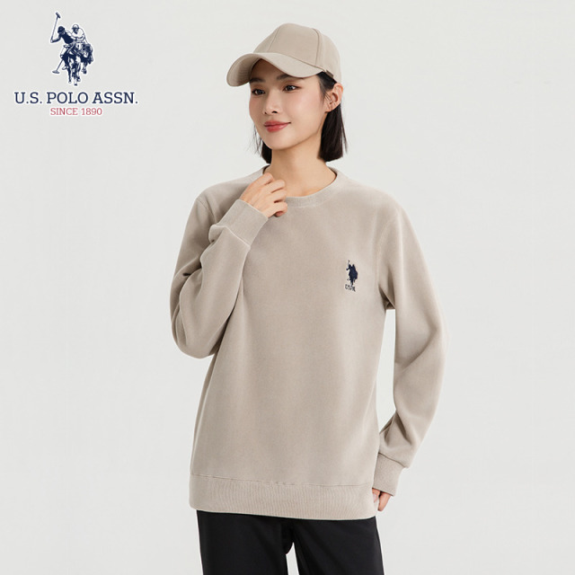 12540041.U.S.POLO ASSN.男女款羊毛奥粒绒圆领套头卫衣