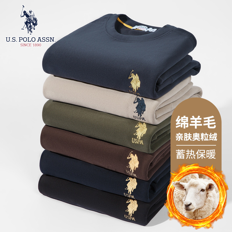 12540041.U.S.POLO ASSN.男女款羊毛奥粒绒圆领套头卫衣