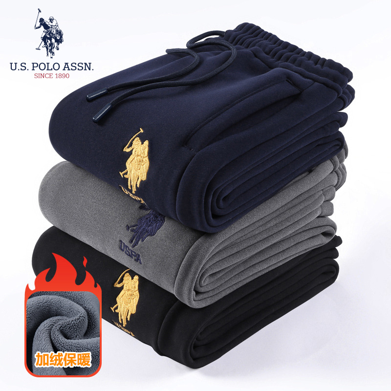 12695799.U.S.POLO ASSN.秋冬男女款加绒防风卫裤