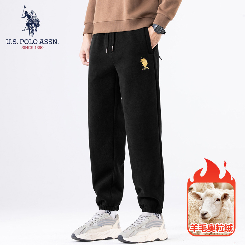 12773921.U.S.POLO ASSN.欧棉绒细条加绒卫裤