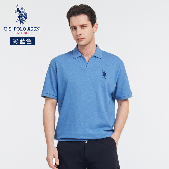 13262683.U.S. POLO ASSN,经典款夏季新款彩棉V领POLO衫