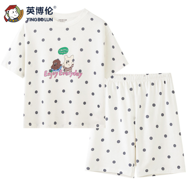 11898474.英博伦少女夏季纯棉圆领短袖短裤套装
