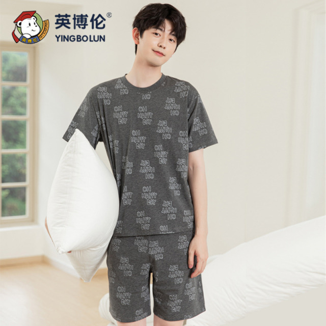 11898463.英博伦青少年夏季滑爽棉圆领短袖短裤套装