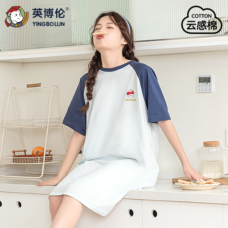 11897317.英博伦少女夏季纯棉短袖睡裙