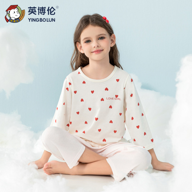13088927.英博伦女童空调服春夏薄款纯棉儿童家居服套装小女孩夏季全棉