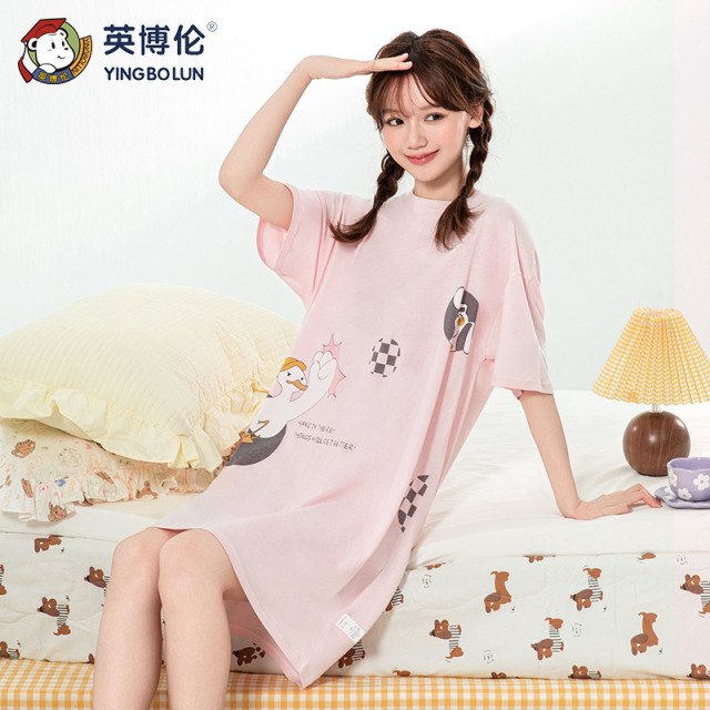 13091915.英博伦新款少女睡裙夏季女童公主睡衣女孩纯棉短袖大童家居服