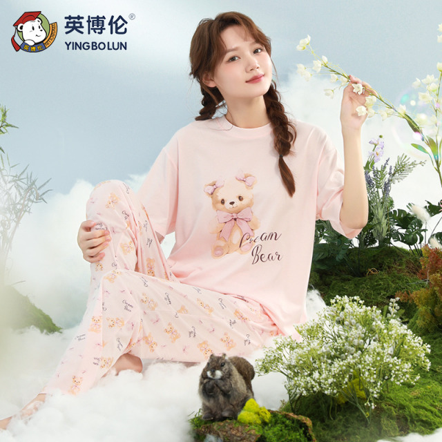 13095963.英博伦夏季新款女童睡衣薄款中大童家居服女孩短袖套装儿童舒适空调服