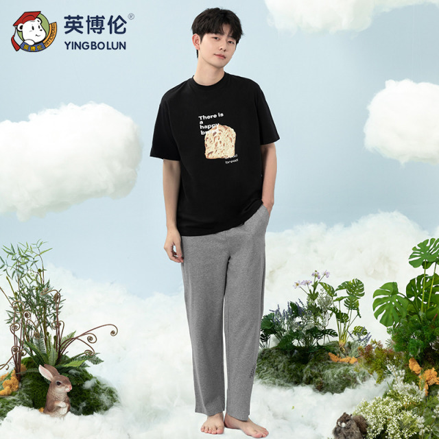 13094367.英博伦新款青少年家居服套装夏季薄款男大童短袖凉感抗菌短袖九分裤