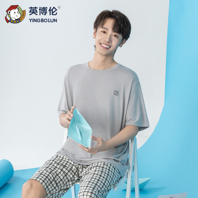 13523214.英博伦2026莫代尔青少年短袖家居服套装男大童夏季睡衣