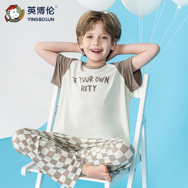 13523672.英博伦男童短袖家居服套装夏季薄款莫代尔睡衣小学生