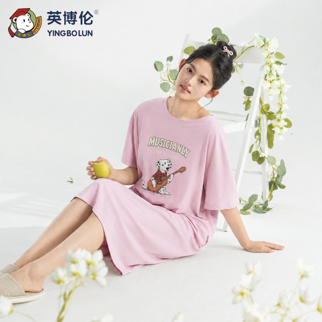 13526972.英博伦2026莱赛尔少女夏季睡裙大童薄款短袖家居服连衣裙睡衣