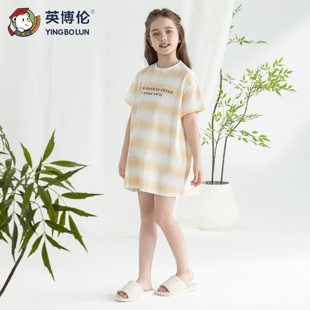 13526406.英博伦2026儿童睡裙女童短袖薄款夏季莱赛尔棉睡衣中大童家居服连衣裙
