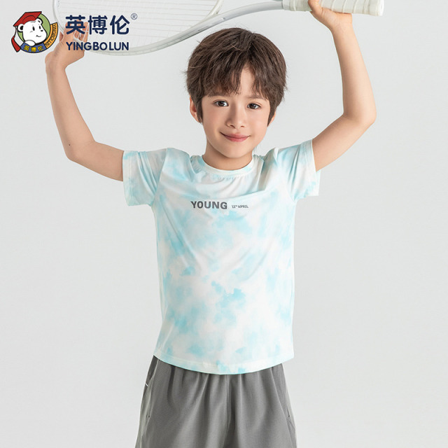 13525785.英博伦儿童防晒速干短袖T恤2026新款夏男童运动凉感上衣服夏装