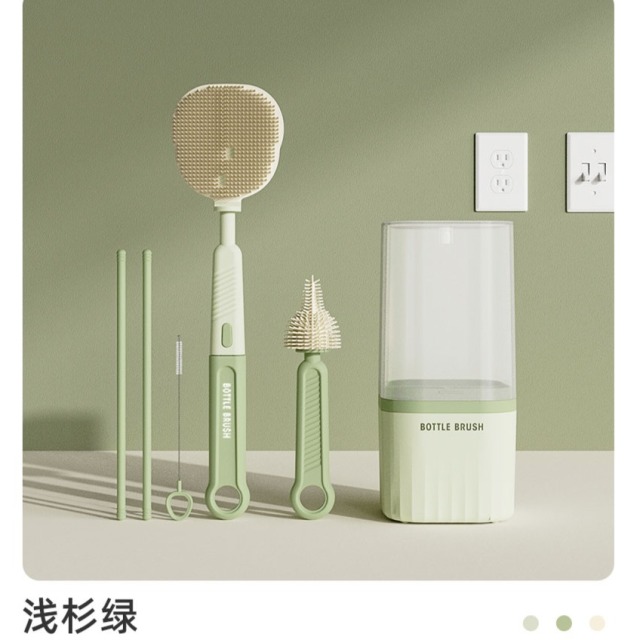 12848427.娜拉宝贝婴儿硅胶便携奶瓶刷套装新生宝宝清洗刷清洁刷旅行装奶瓶架收纳盒