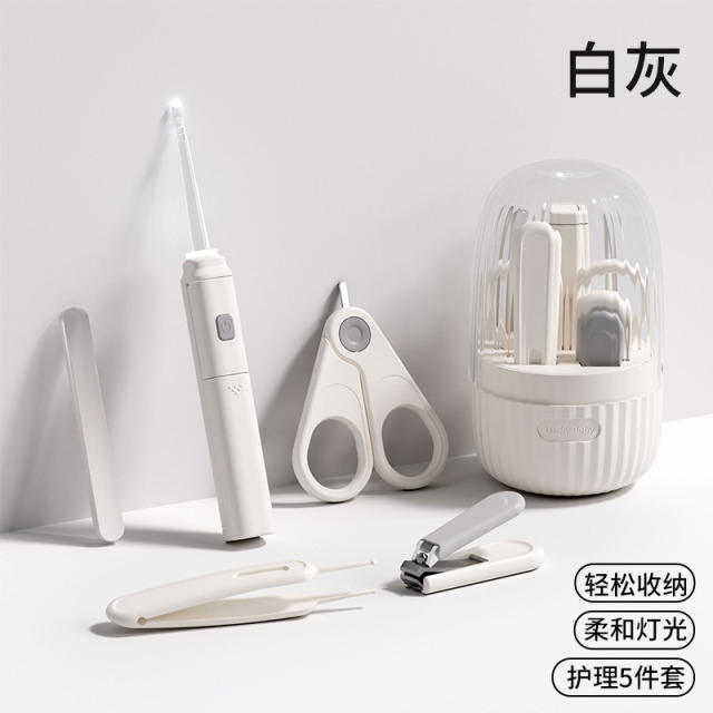 12848334.婴儿指甲套装宝宝指甲钳剪刀指甲锉幼儿童安全防夹肉送发光耳勺
