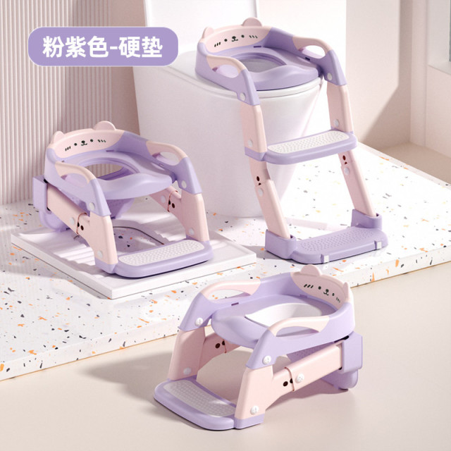 12848322.多功能儿童马桶男女宝宝如厕辅助马桶可折叠三用阶梯蹲坐便器