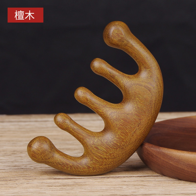 13264812.柏康 按摩梳檀木梳头部疏通宽齿梳子