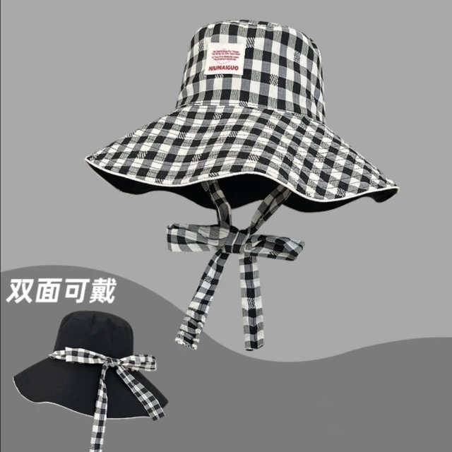13264858.柏康 韩版格纹宽边系带双面可戴美容美发小工具