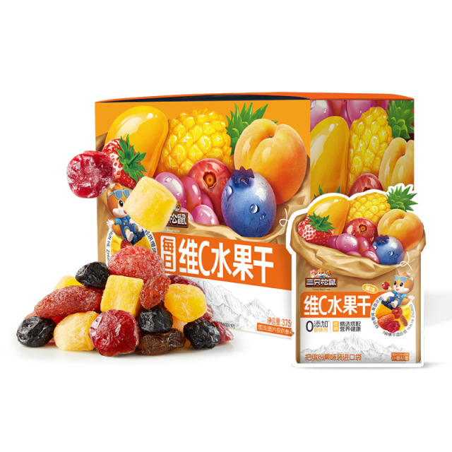 12685736.【特别添加维生素c 低脂低钠】三只松鼠维C水果干375g(15包）