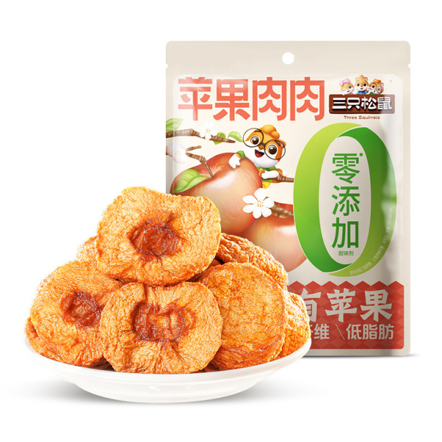 12685580.【0防腐剂 0蔗糖 约半个苹果出来一个苹果干 】三只松鼠-新奇特_苹果肉肉100g*3