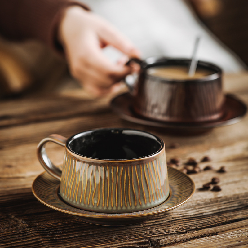 12262329.复古窑变陶瓷咖啡杯套装精致茶杯马克杯杯子水杯下午茶茶具高级感