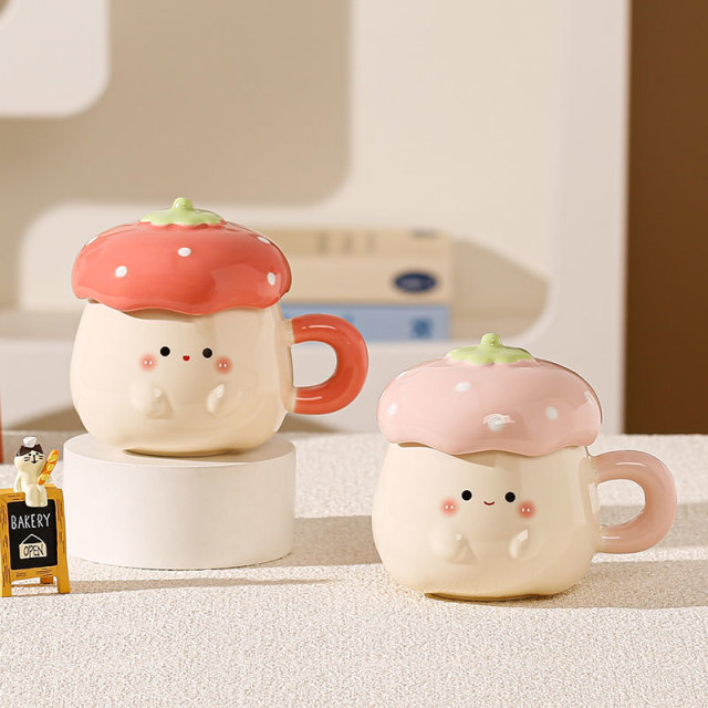 12417653.生日礼物送女生陶瓷水杯可爱草莓马克杯带盖情侣杯子高颜值咖啡杯