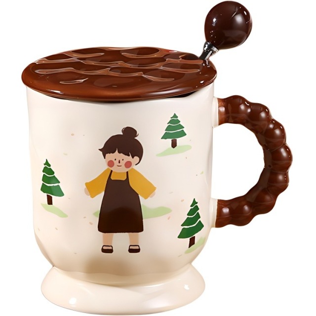 12398901.高颜值复古马克杯带盖女生咖啡杯可爱杯子陶瓷咖啡家用水杯呆萌