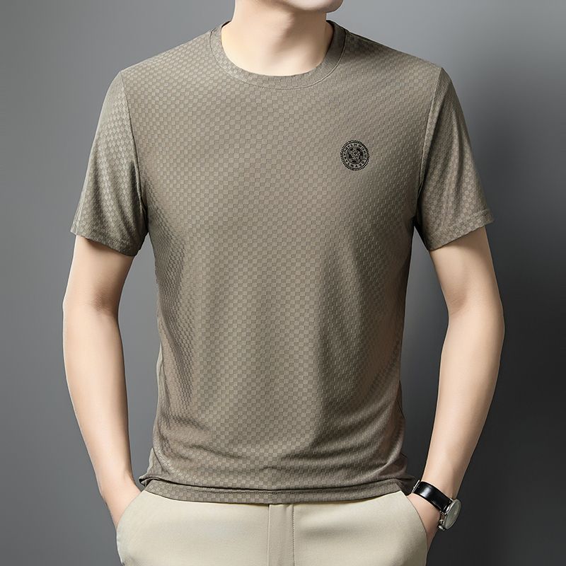 11693448.雄狮夏装中年男装短袖T恤爸爸装休闲圆领打底衫