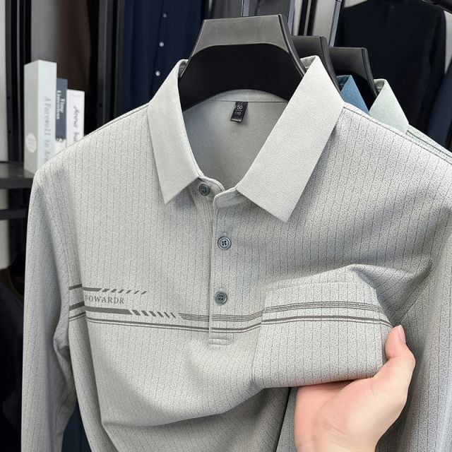 12427831.雄狮中年爸爸宽松短袖t恤秋冬季男中老年商务休闲上衣服