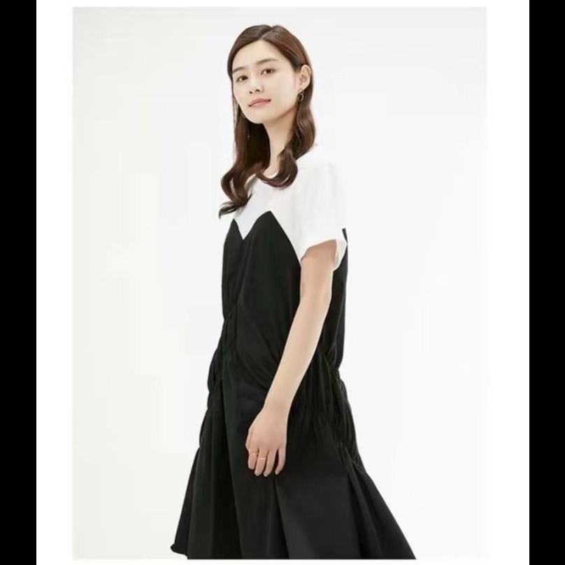 13273298.夏季新款短袖收腰假两件显瘦连衣裙MVOP322F