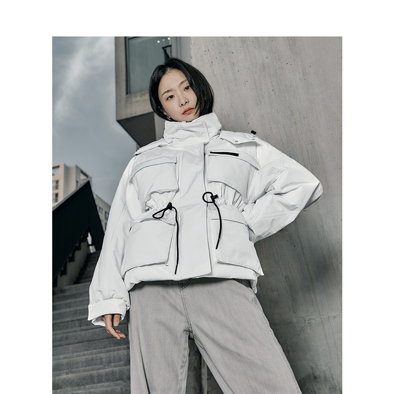 13272887.反季清仓!冬新款轻薄黑色工装风羽绒服外套HVDJ728F