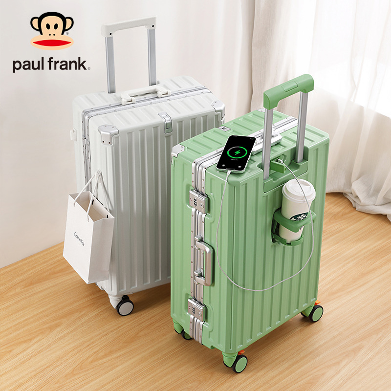10458215.大嘴猴Paul Frank拉杆箱行李箱女多功能旅行箱学生女铝框箱密码箱