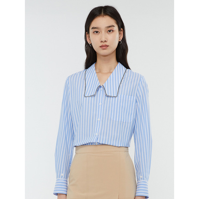 13273095.女士设计感时尚休闲百搭条纹衬衫MWWS221A