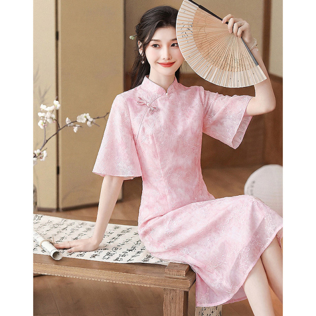 13450831.【26夏日穿搭】设计感小众时尚气质显瘦新中式盘扣小个子连衣裙