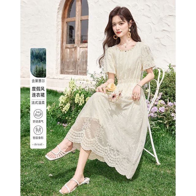 13450125.【26夏日穿搭】设计感小众时尚气质显瘦法式温柔小个子连衣裙