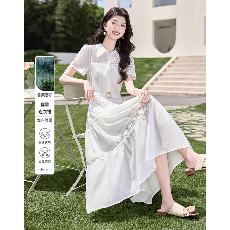 13451870.【26夏日穿搭】设计感小众时尚气质显瘦腰带透气小个子连衣裙