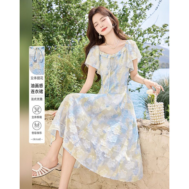 13488339.【26夏日穿搭】设计感小众时尚气质显瘦油画感小个子连衣裙